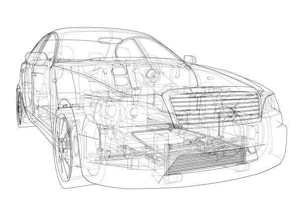 电动汽车与底盘。三维矢量渲染图片下载