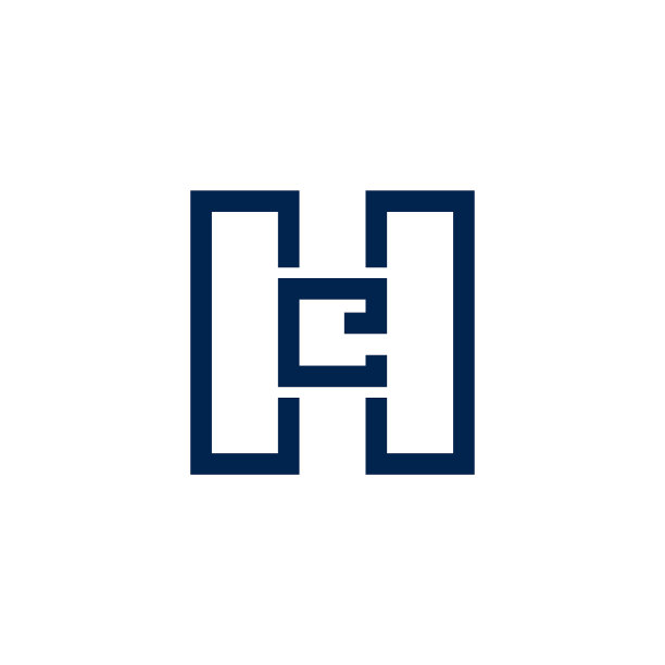 字母HE简约几何线条方块logo图片下载