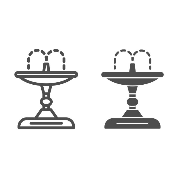 喷泉线和固体图标花园和园艺图片下载