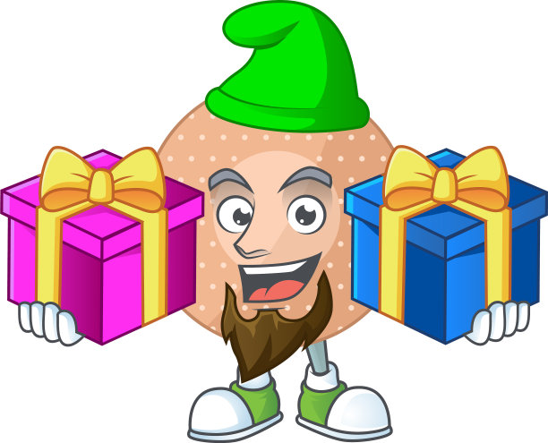 带着圣诞礼物的微笑圆形绷带图片下载