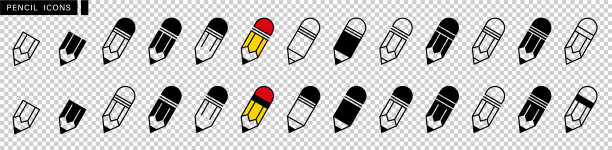 大set小铅笔透明图片下载