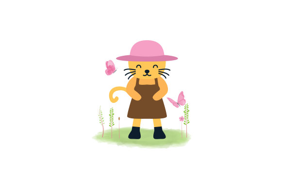 可爱的卡通动物猫或小猫玩图片下载