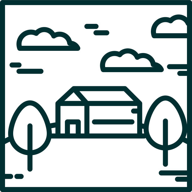 山水屋，草甸，树，天，云，自然图片下载