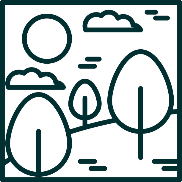 景观森林树木沙漠云朵太阳卡通图片下载