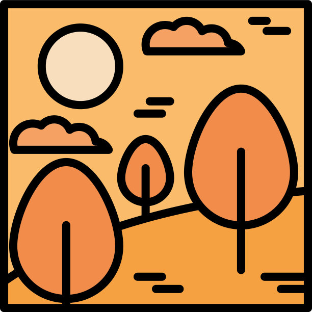 景观森林树木沙漠云朵太阳卡通图片下载