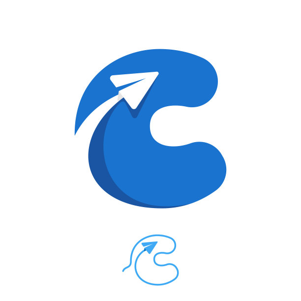 线条和负形构成的字母C logo合集图片下载