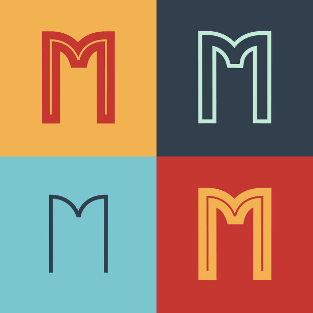 艺术装饰灵感的字母m标志设置与线在图片下载