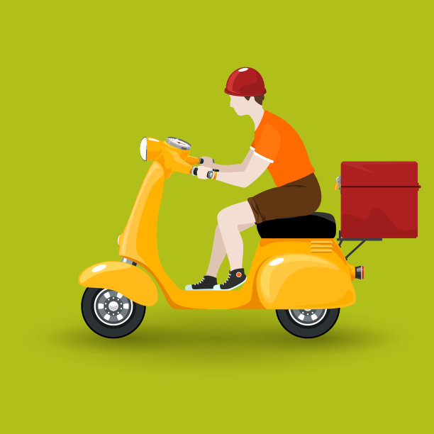 送货员骑着滑板车图片下载
