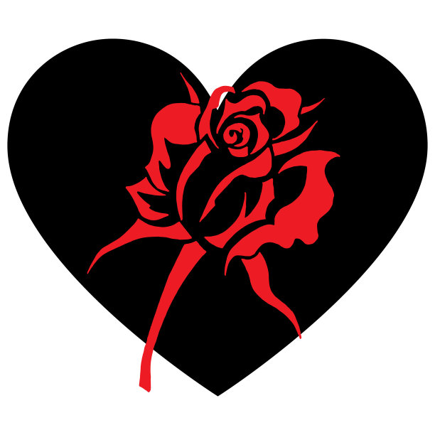 玫瑰心贺卡上一朵红玫瑰上一朵黑玫瑰图片下载