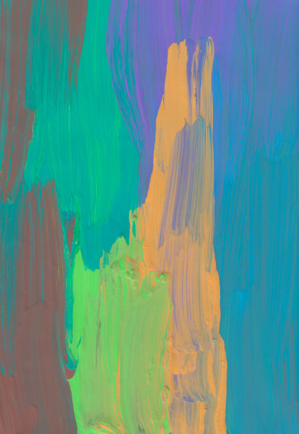 抽象亮黄色、绿色、棕色、紫色背景。彩色的手绘背景。在纸上挥笔。现代艺术图片下载