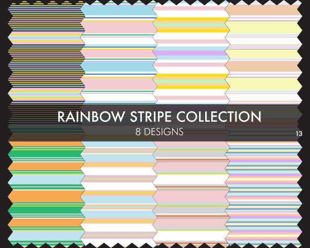 彩虹条纹无缝图案系列图片下载