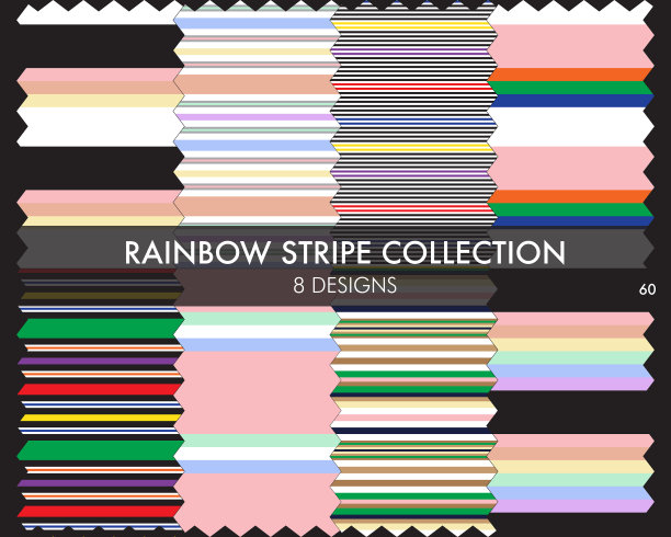 彩虹条纹无缝图案系列图片下载