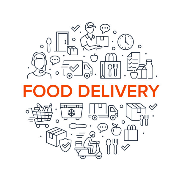 送餐圈海报与线图标图片下载