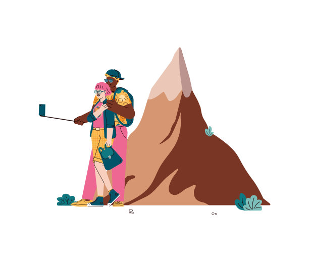 游客在背景山自拍图片下载