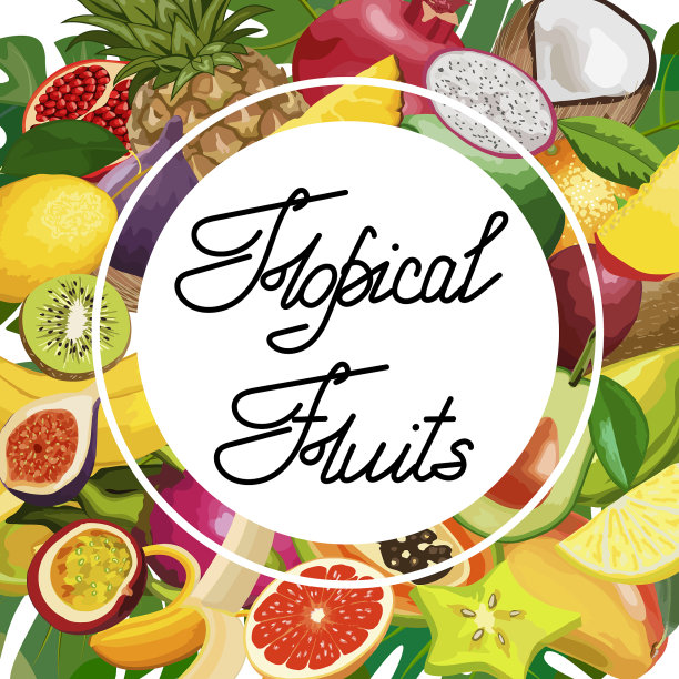 带水果和文字的彩色横幅图片下载