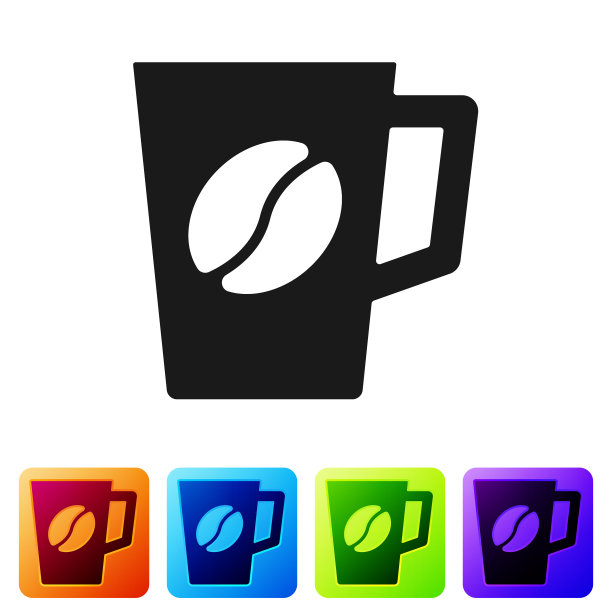 黑咖啡杯图标孤立在白色背景图片下载