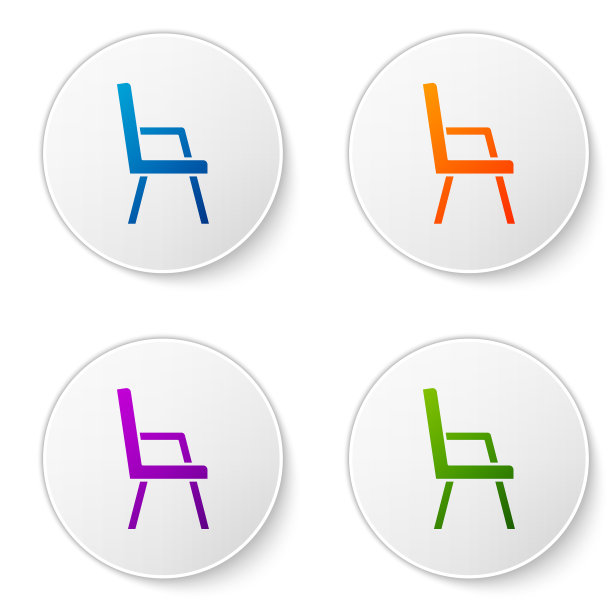 彩色扶手椅图标孤立的白色背景图片下载
