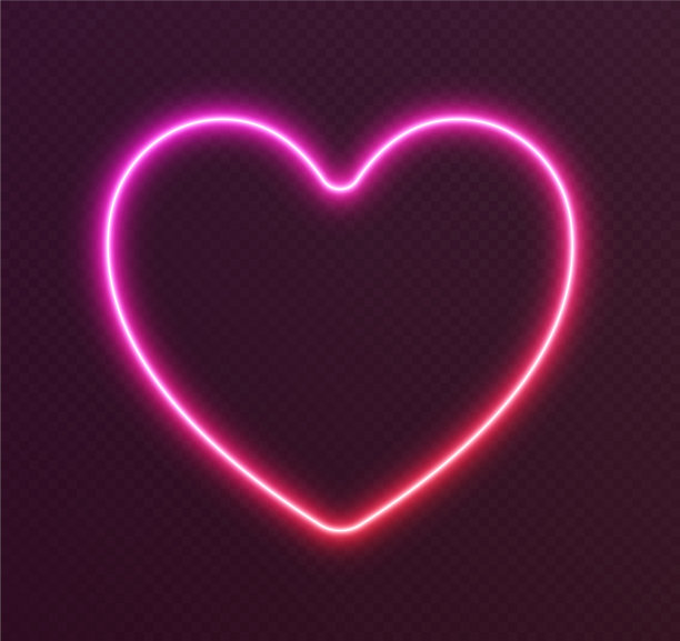 梯度霓虹心形红粉色发光的边界图片下载