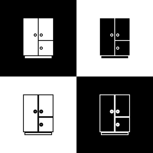 设置衣橱图标隔离在黑色和白色图片下载