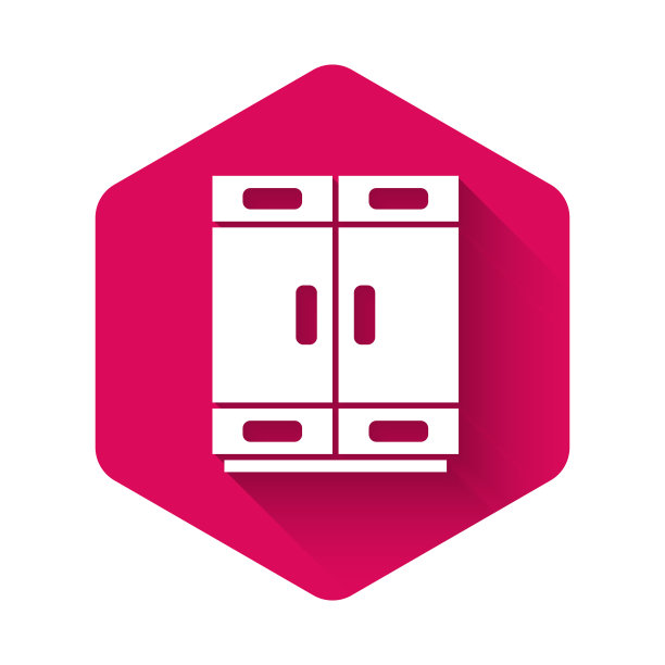 白色衣橱图标孤立与长影子图片下载