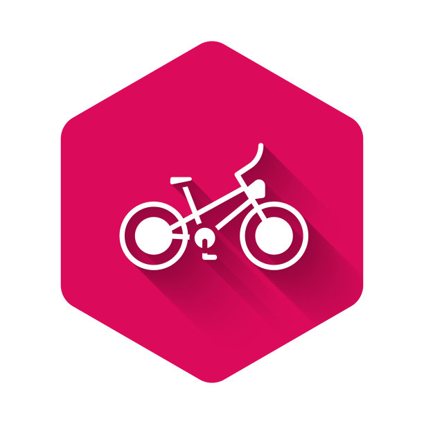 白色自行车图标孤立与长影子自行车图片下载