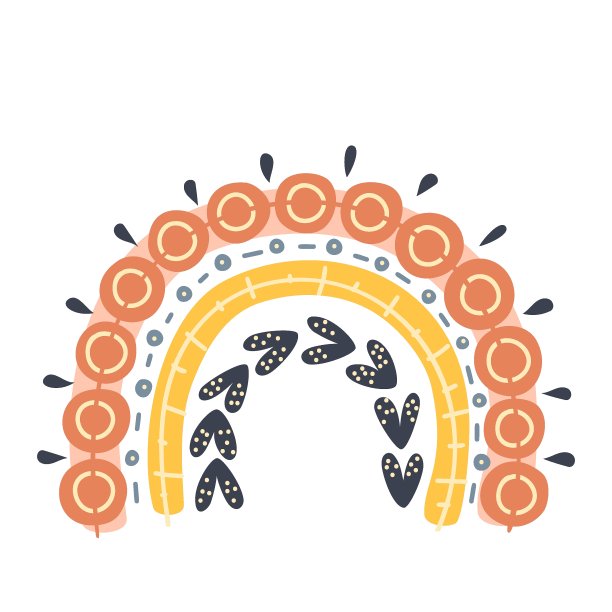 斯堪的纳维亚彩虹插图孤立在白色背景。可爱的矢量彩色彩虹为儿童房间墙壁装饰，打印海报的孩子，t恤设计图片下载