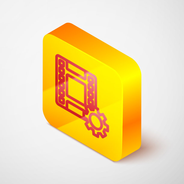 等距线播放视频图标孤立在灰色图片下载