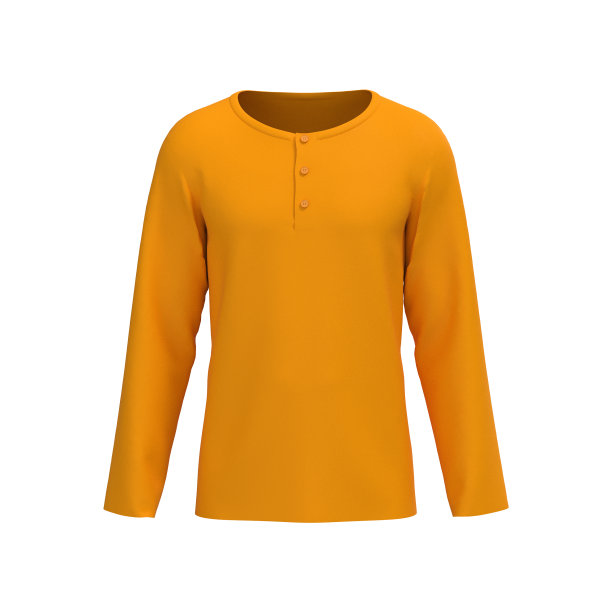 空白亨利t恤与长袖模型，正面视图图片下载