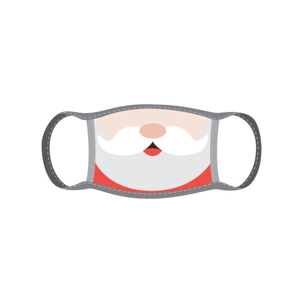 面具与圣诞老人胡子和胡子，平面矢量插图孤立。图片下载