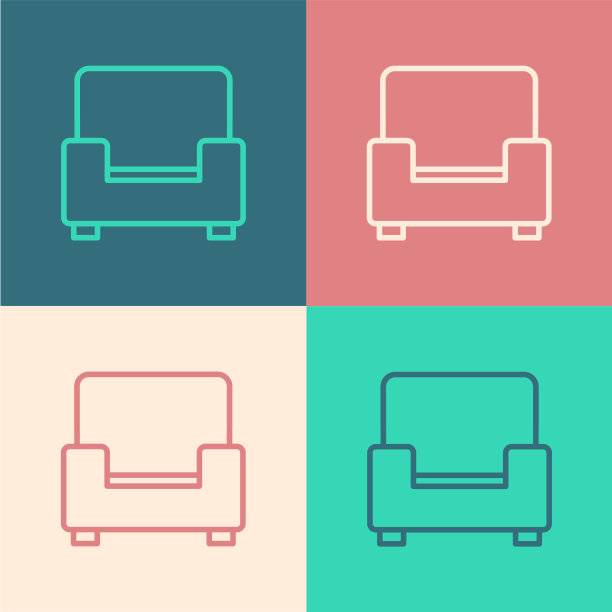 波普艺术线扶手椅图标孤立的颜色图片下载