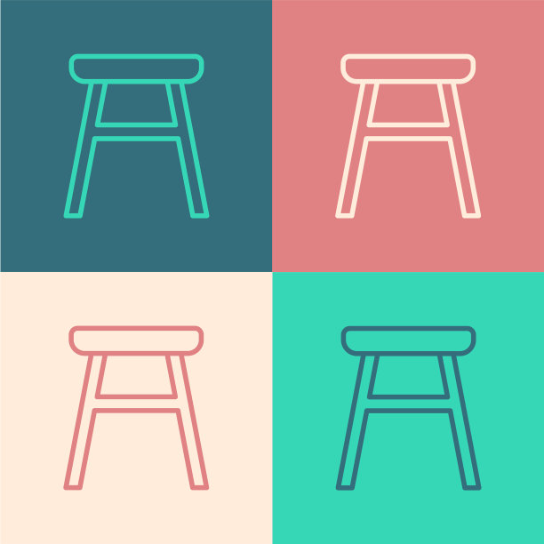 波普艺术线椅子图标孤立的颜色图片下载