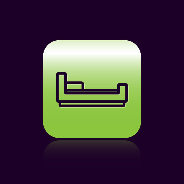 黑色线床图标孤立在黑色背景图片下载