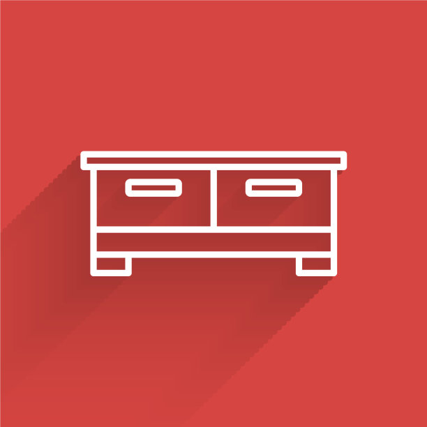 白色线条的衣柜抽屉图标与孤立图片下载