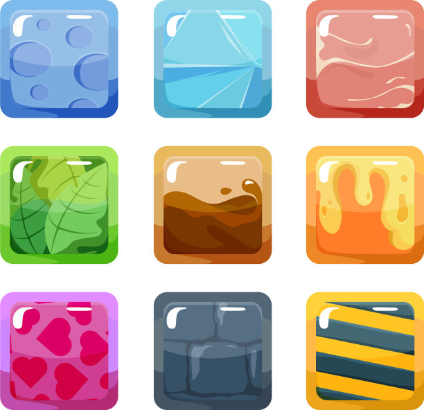 游戏的纹理按钮设置为彩色方块设计图片下载