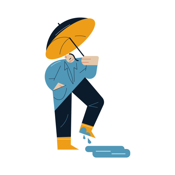 人走湿靴子和雨伞图片下载