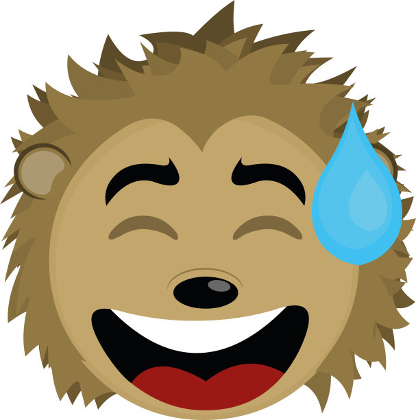 矢量插图的豪猪的头表情符号的困惑滴一滴汗水图片下载
