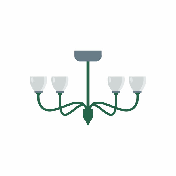 家具天花板灯在平面卡通图标。设计元素的现代室内装饰。主光源与灯对象隔离在白色背景上。审美概念。矢量图图片下载