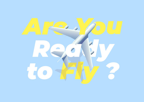 飞机上有“你准备好起飞了吗”的信息。用于旅游和度假设计的横幅或传单。图片下载