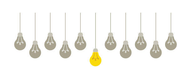 创意概念灯泡组。插图图片下载