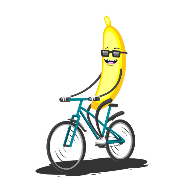 卡通人物香蕉戴着眼镜骑着图片下载