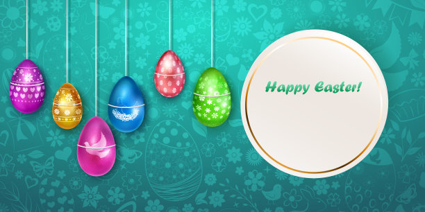 背景与悬挂复活节彩蛋图片下载
