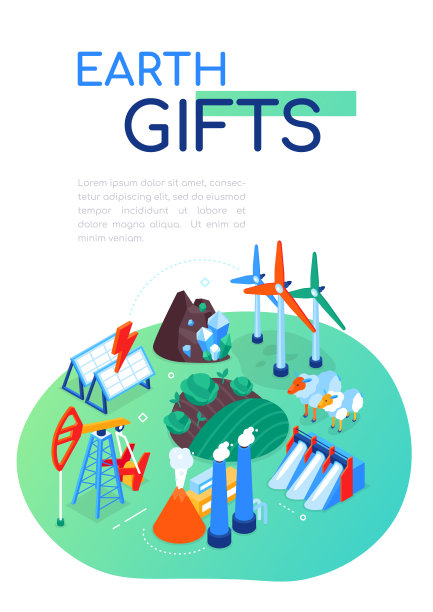 地球礼物-现代彩色等距网横幅图片下载