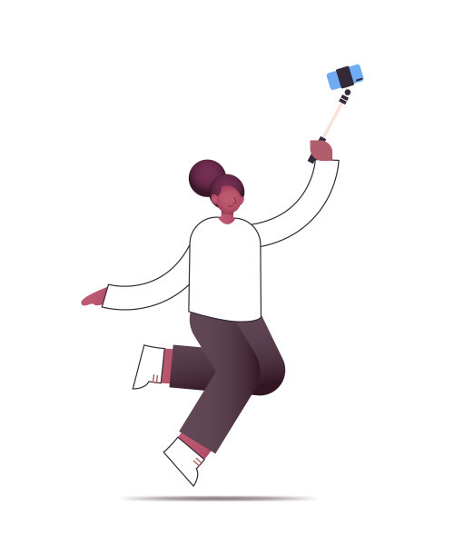 非裔美国女孩用智能手机自拍，全程隔离图片下载