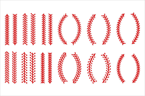 棒球的红色缝线或缝线隔离在白色背景上。图片下载