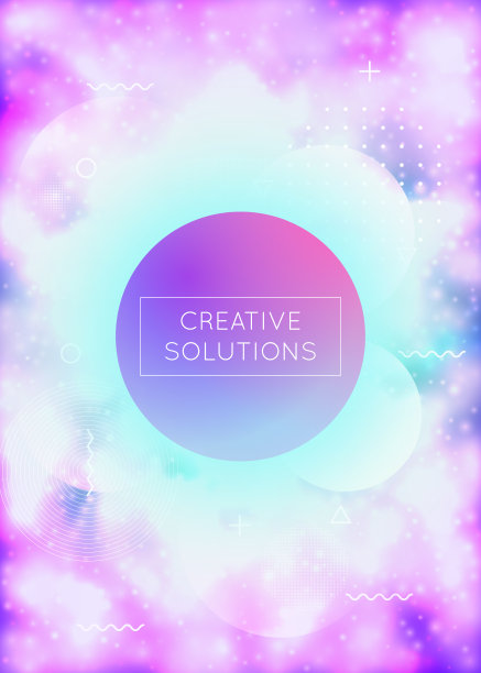 液体形状覆盖着动态流体。霓虹包豪斯梯度与紫色发光背景。图片下载