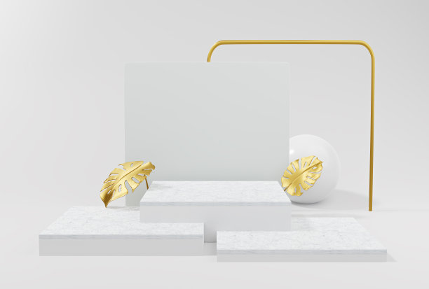 抽象的讲台几何形状在白色背景上的产品介绍。图片下载