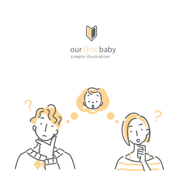 年轻夫妇想要孩子，画线条，双色画图片下载