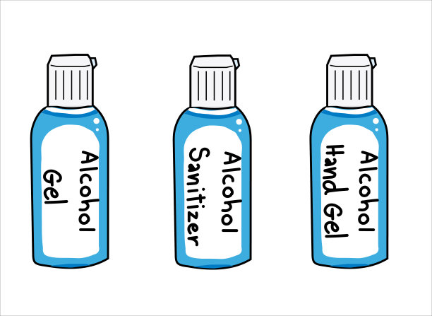 预防冠状病毒感染的手部卫生洗手液凝胶。带有酒精凝胶、酒精洗手液和酒精消毒剂的标签。矢量图图片下载