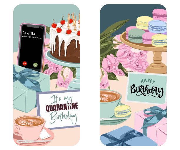 隔离生日聚会家人和朋友图片下载