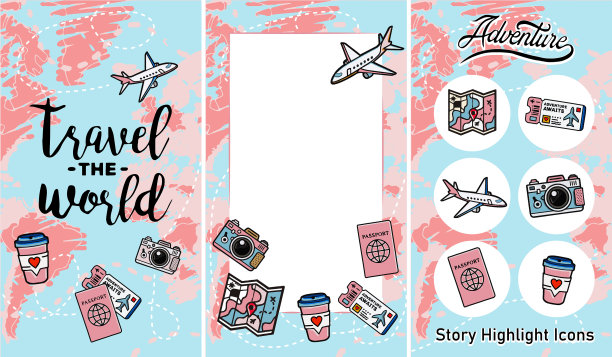 设定旅行包贴纸旅行癖的机票图片下载